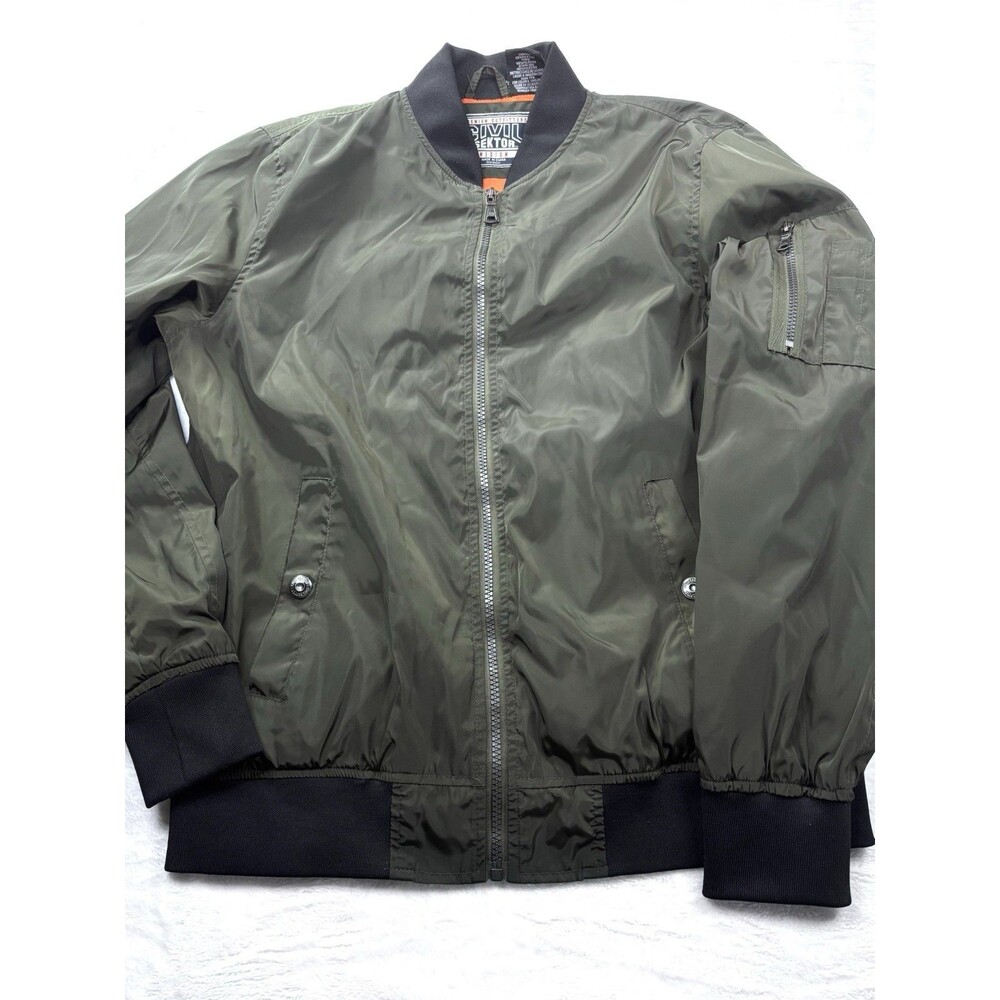 Civil Sektor Bomber Jacket Mens Medium Olive Green Full Zip MA-1 Flight Jacket
